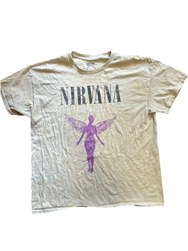 Nirvana Live ’93 Tour Shirt XL Band Tee Cream Purple Graphic Rock Grunge Music