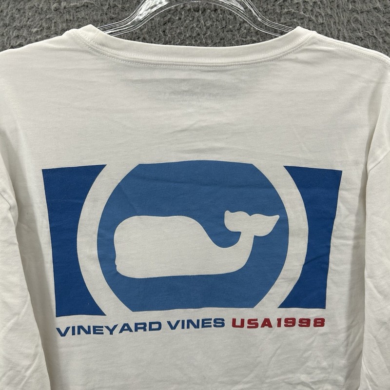 Vineyard Vines Shirt Mens Large White Blue Whale Logo Nautical Preppy Outdoors *