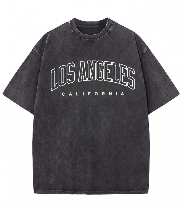 Mens Vintage Wash T Shirt Los Angeles California Graphic Streetwear Hip Hop Tee