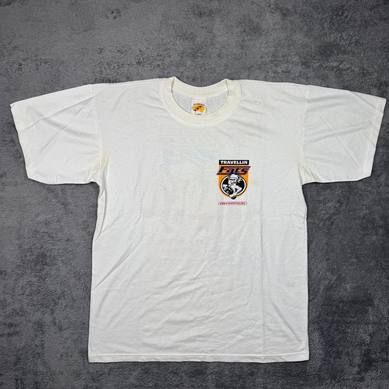 Vintage Travellin Fats Australia Tee Shirt Mens XL CHEW THE FAT Pub Bar T gallery