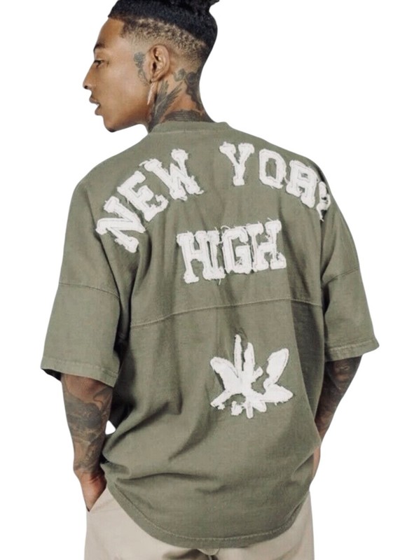 Spirit Jersey Mens Size L New York High Oversized Olive Green 420 Urban T-Shirt gallery