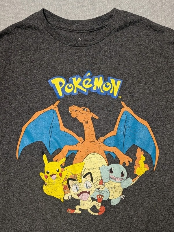 Pokemon Charizard & Gang Graphic T-shirt Adult M Gray🔥NICE