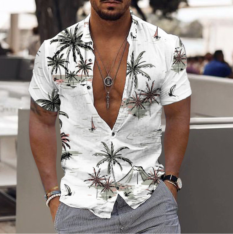 Men's Hawaiian Floral Shirts Casual Button Down Tropical Holiday Beach Soft Tee gallery