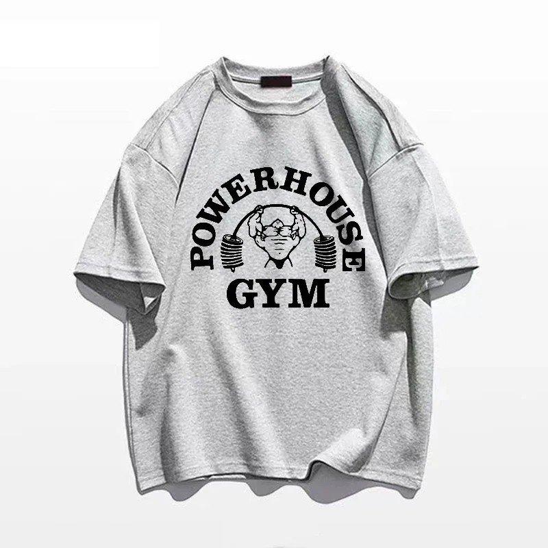 Men T-shirts Fitness Bodybuilding Cotton Shirt Oversized Rag Gym Sport Muscle.