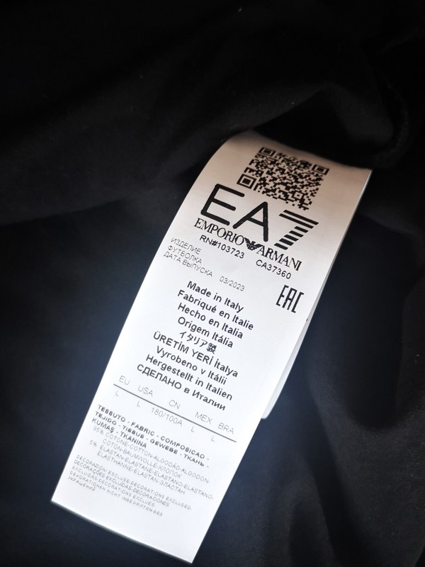 Emporio Armani Black Men's Cotton EA T-Shirt Size M*L*XL*2XL,3XL gallery