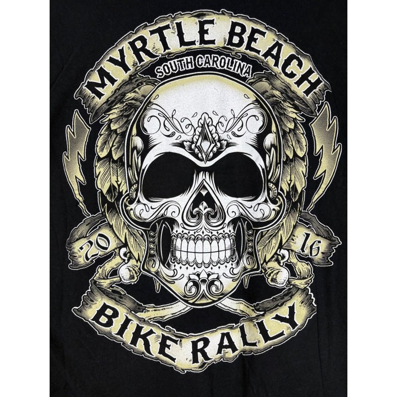 Keya Myrtle Beach Bike Rally 2016 Skull Long Sleeve T-Shirt Mens 2XL Black SC gallery