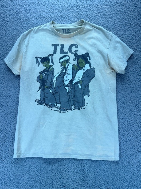 TLC Yellow Mens M 90s R&B Hip Hop Music Band Streetwear Short Sleeve T-Shirt