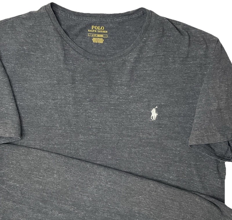 Polo Ralph Lauren Shirt Men Sz L Crewneck Short Sleeve Tee Charcoal Gray Pony