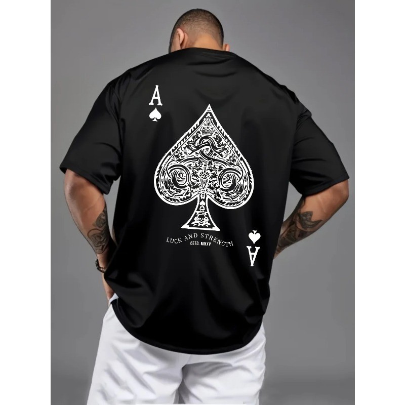 Summer Men’s 100% Pure Cotton Casual Sports Loose Oversized Retro Spade Printed