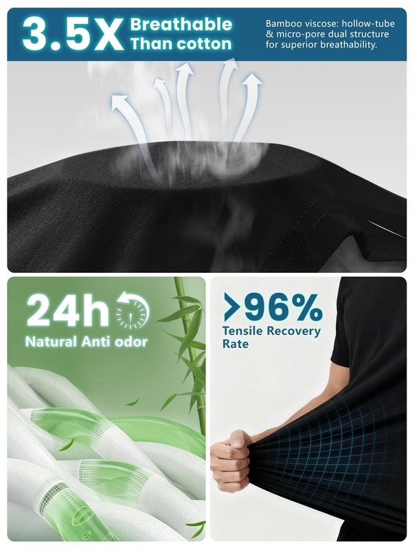 gymha Cooling Bamboo Viscose Men's Shirts Coolmax Workout T-Shirt Dry Fit Bre... gallery