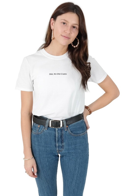 Shh No One Cares T-shirt Tee Funny Slogan Statement Grunge 90’s Summer Party