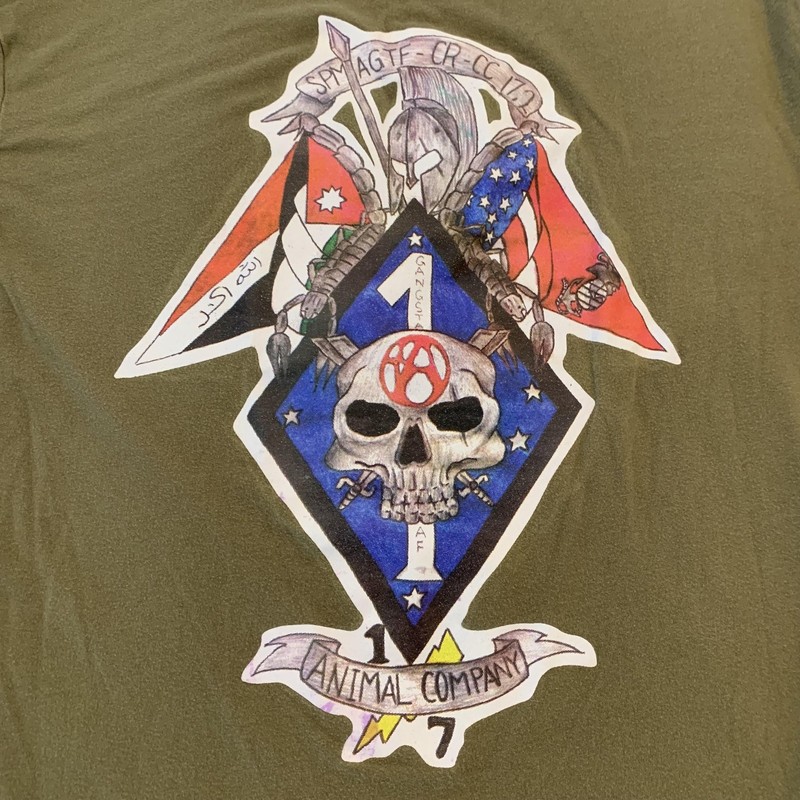 Gangster AF Animal Company Shirt Mens Large Long Sleeve Skull Graphic Military