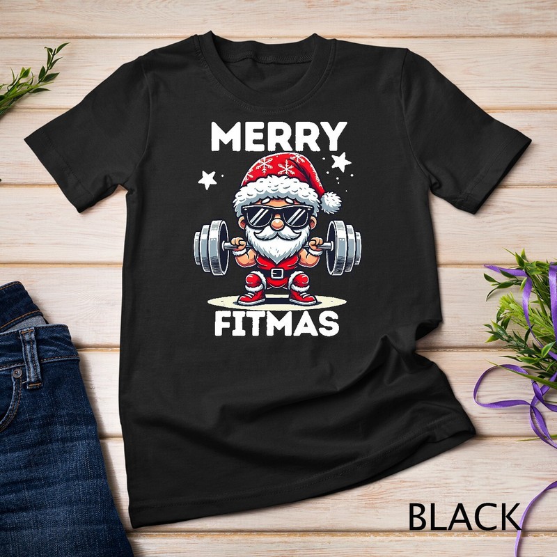 Christmas Santa Fitness Tee Xmas Ugly Christmas Shirt Merry Unisex T-shirt
