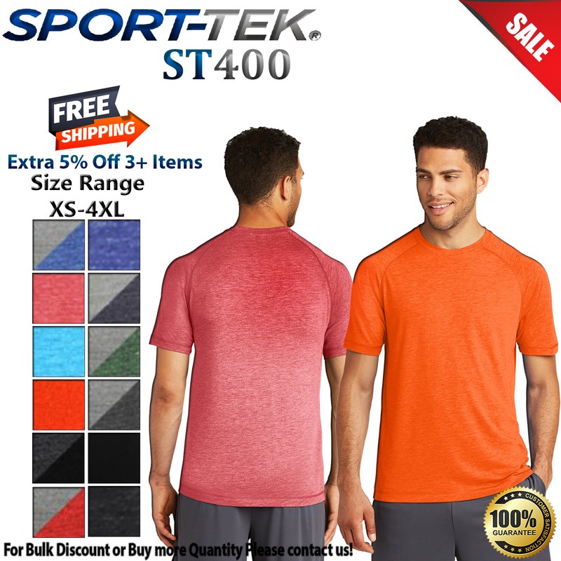 Sport-Tek ST400 Mens Short Sleeve PosiCharge Tri Blend Wicking Raglan T-Shirt