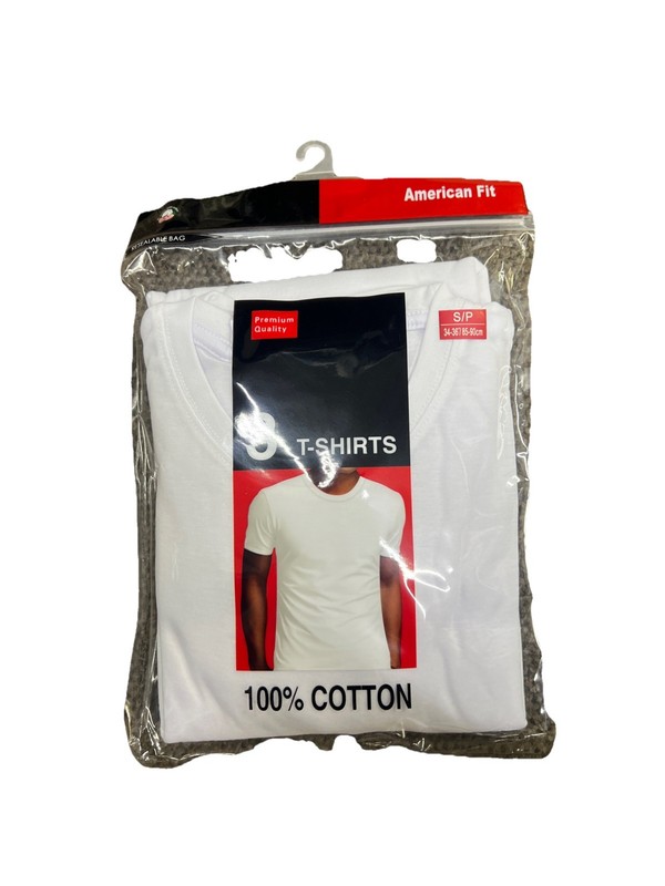 AMERICAN FIT 100% COTTON Crew Neck MEN’S 3 PAIRS OF T-SHIRT Small