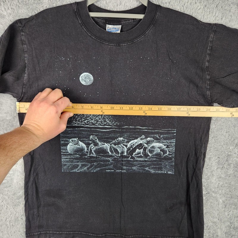 Vintage Shirt Mens Medium Black Moonlight Loggerheads Young Hatch Graphic 90s gallery