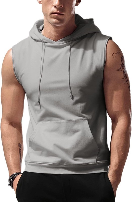 Men’s Workout Hooded Tank Tops Sleeveless Gym Training Bodybuilding T Shirt