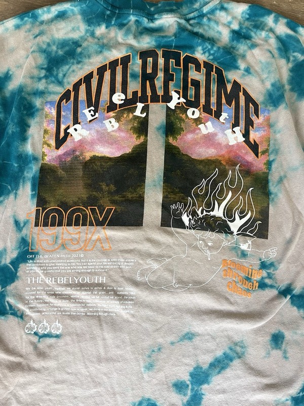 Civil Regime rebel blue and white tie dye tee Size Large
