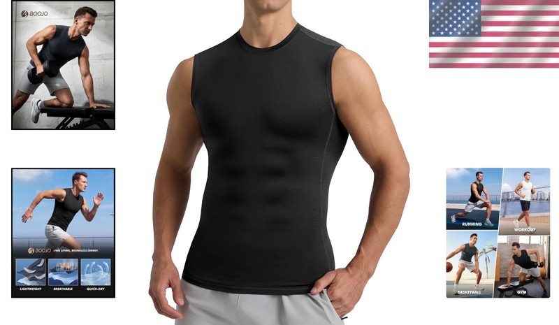 Compression Shirt Men - Sleeveless Tee Tank Top Workout Running Quick Dry Bas... gallery