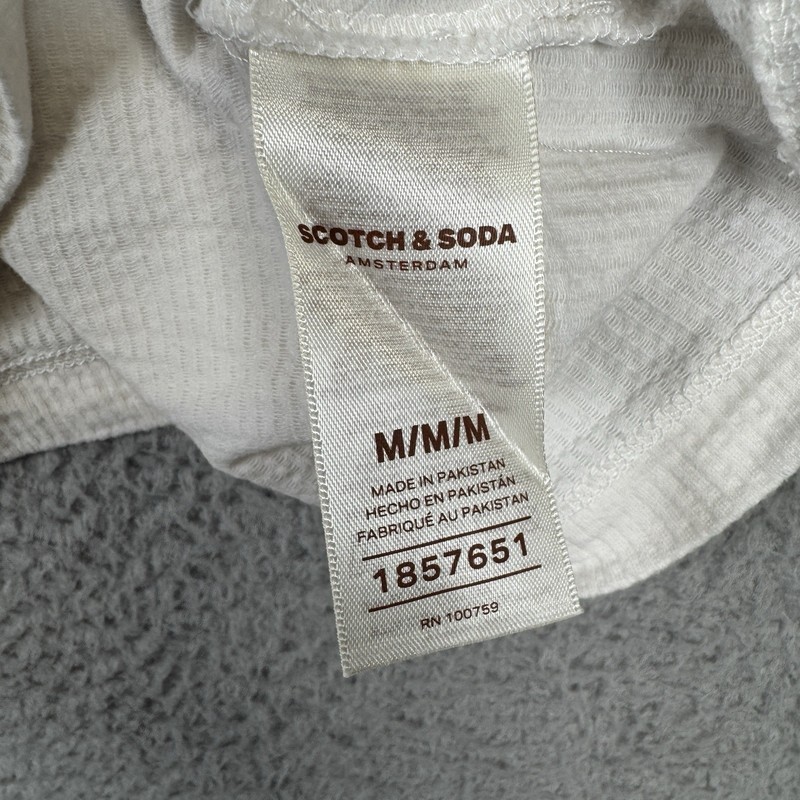 Scotch & Soda Amsterdam T Shirt Mens Size Medium Cream Ribbed Textured Stretch gallery