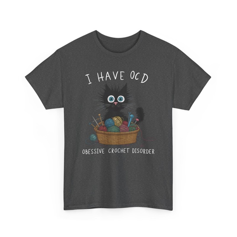 I Have OCD Obsessive Crochet Disorder Funny Black Cat T-shirt - Humorous Tee