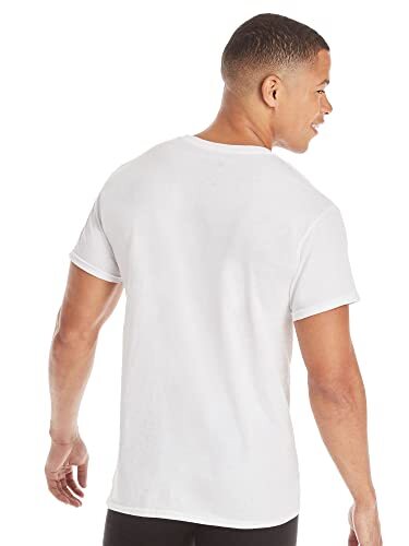 6 Pack Mens 100% Cotton Moisture-Wicking Crew Tee Undershirts,Medium White gallery