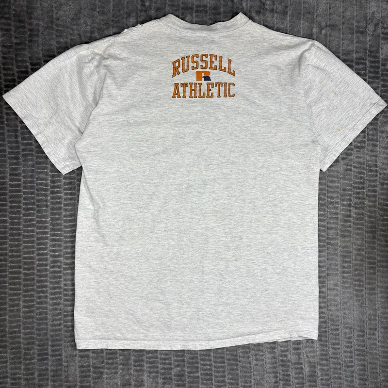 Vtg 90s Tennessee Volunteers T Shirt L Russell Athletic Back Print Distressed gallery