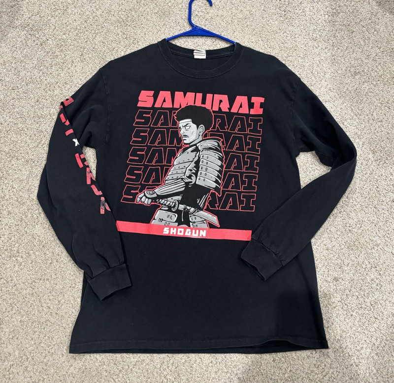 Gildan CoryxKenshin Samurai Shogun Long Sleeve Graphic Tee Black Size M