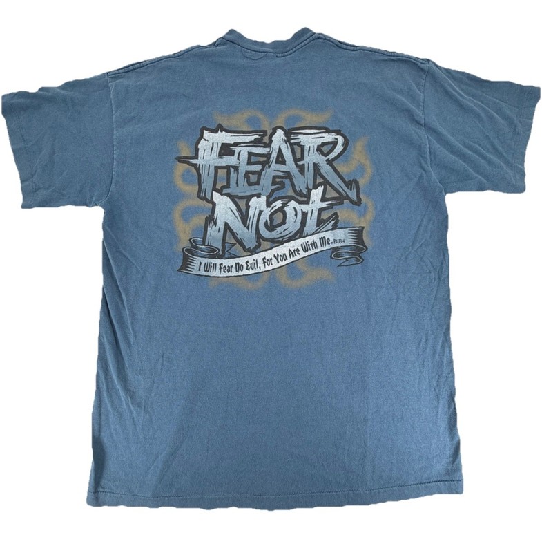 Vintage 1994 Christian Verse Jesus Fear Not No Fear Parody Shirt Size XL
