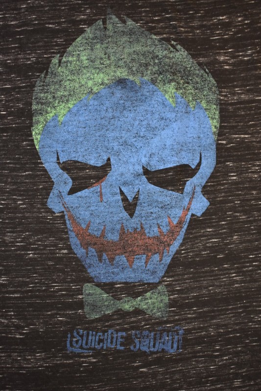 Suicide Squad Mens Joker Crazy Face Dark Charcoal Heather Shirt New S-2XL gallery