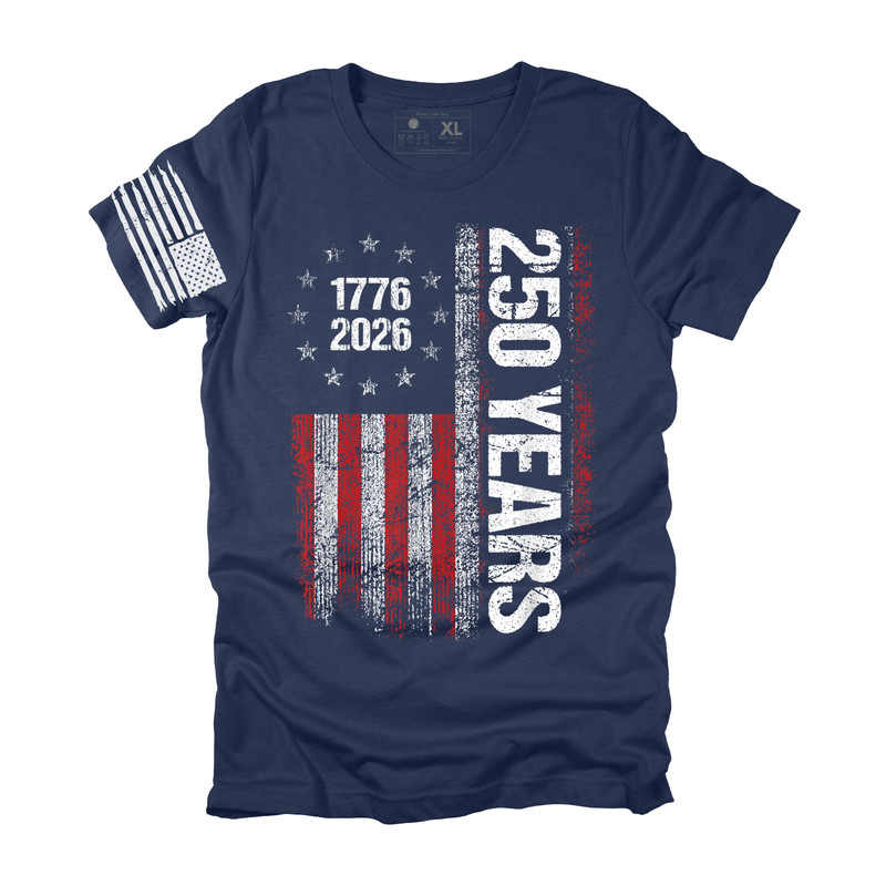 USA Distressed 250 Years America Flag Men T Shirt Patriotic American Tee XS-3XL