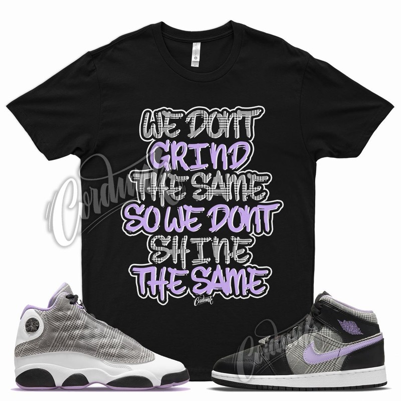 GRIND T Shirt for J1 1 Mid SE GS Houndstooth Lilac Silver Plaid Violet 13