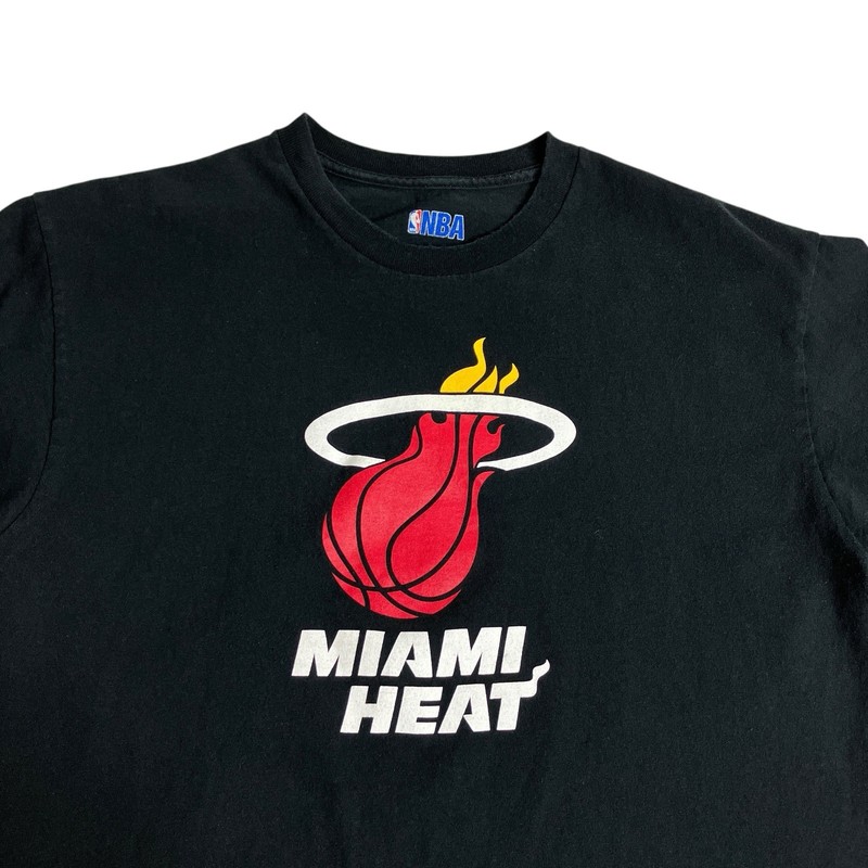 NBA Miami Heat Basketball Shirt Mens Large Black Retro Logo Short Sleeve Cotton gallery