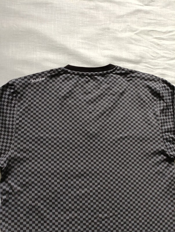 Maceoo Shirt Mens 3 Medium V-Neck Jacquard Square Grey Flip Cuff Roll-up Sleeve gallery