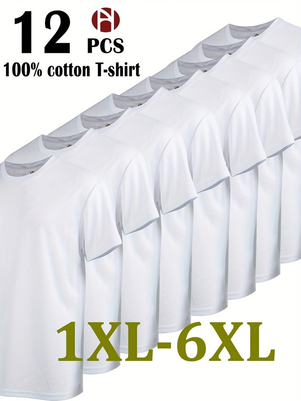 Mens Big & Tall Plus Size 12 Pack Black Cotton Short Sleeve Sweat Wicking Tees gallery