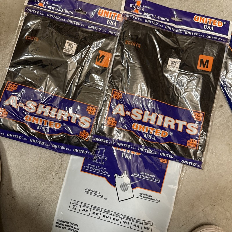 3 black Medium A-Shirt/ Tang Top Special,individually Wrapped