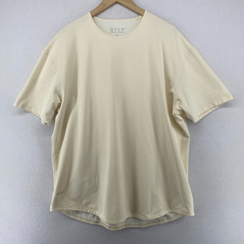 BYLT Shirt Mens 2XL LUX Drop Cut Premium Basics Gym Short Sleeve Off Ivory