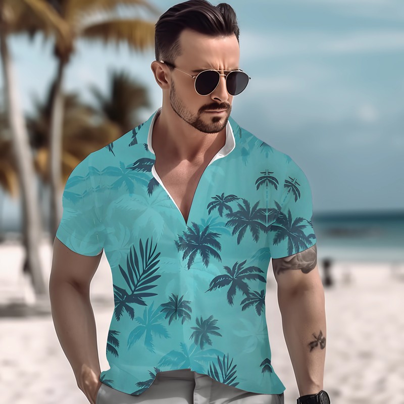 Men Hawaiian Shirt Casual Short Sleeve Cruise Tee Tank Tops Beach Holiday Party gallery