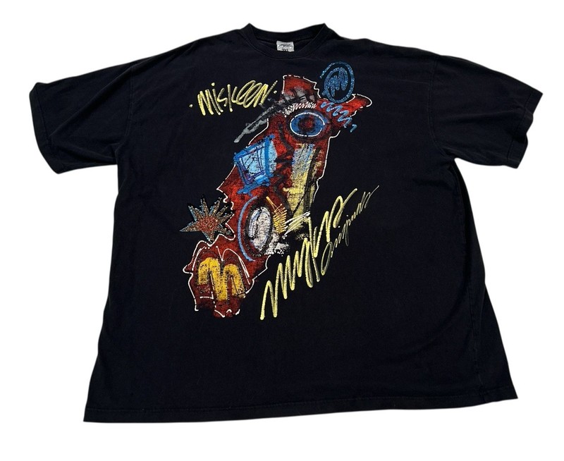 Vintage Y2K Miskeen Originals Men’s 3XL Black Hand Painted Shirt Skate Hip Hop