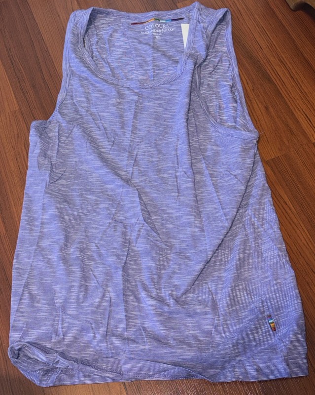Mens 100% Cotton Purple Striped Tank Top Summer Gym Cool Comfort New