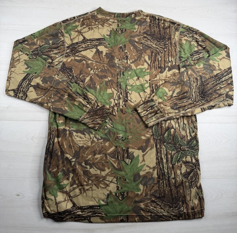 Vtg Cabelas Camo Henley Base Layer Shirt Heavyweight Hunting USA Made 80s 90s XL gallery
