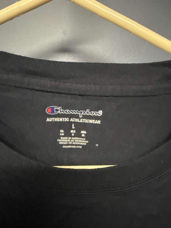 Champion Authentic Athleticwear Long Sleeve Pixel Logo Tee Black L Unisex gallery