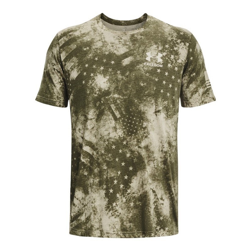 Under Armour 1373893 Men’s UA Freedom Amp T-Shirt, OD Green/Khaki Base, Medium