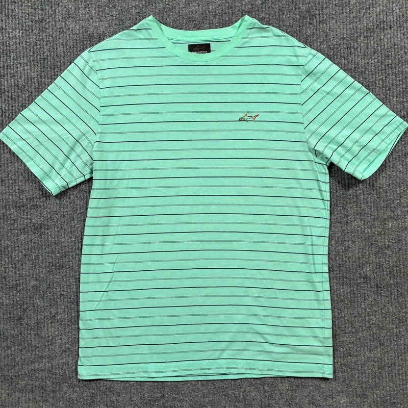 Greg Norman For Tasso Elba Performance Five Iron Tee Mens Size L Green Striped