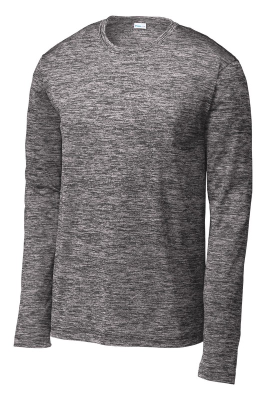Sport-Tek Mens PosiCharge Long Sleeve Black Electric Heather Tee ST390LS size XL