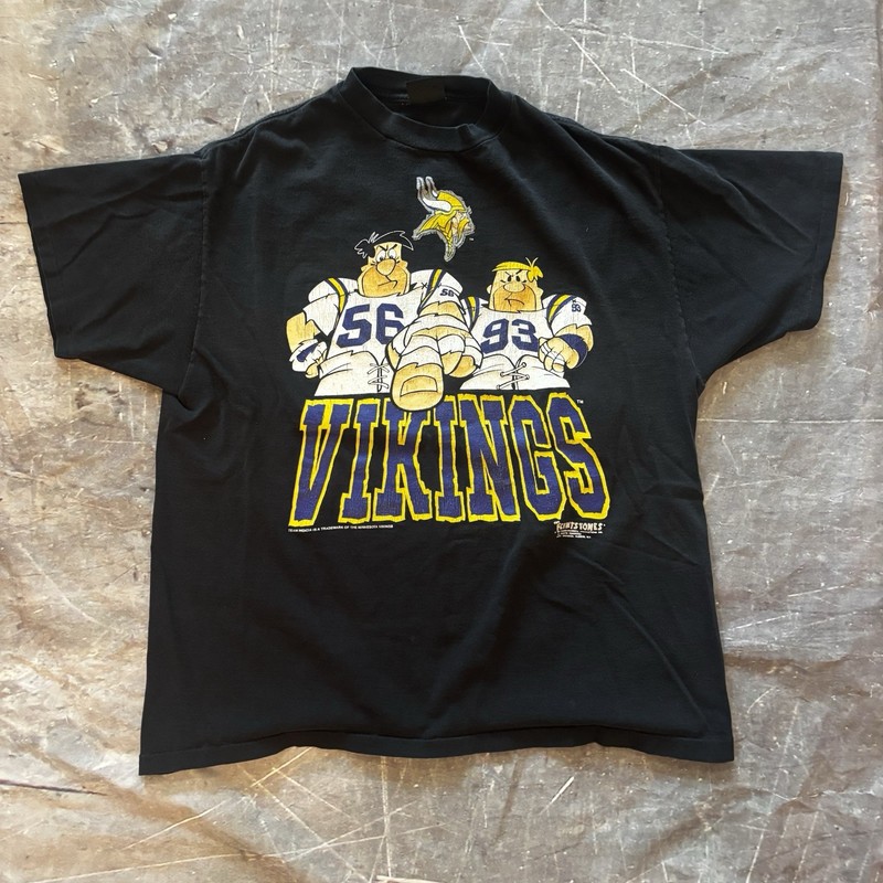 Vintage 90s The Flinstones Minnesota Vikings NFL Football TV Promo T-Shirt XL
