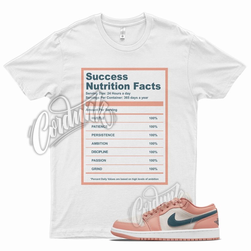 White SUCCESS Shirt for Air J1 1 Low Light Madder Root Dark Teal Green Pink
