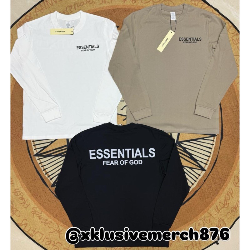 New Trend Long Sleeve Cotton Jersey Tee Black Beige White ESS3NTIALS