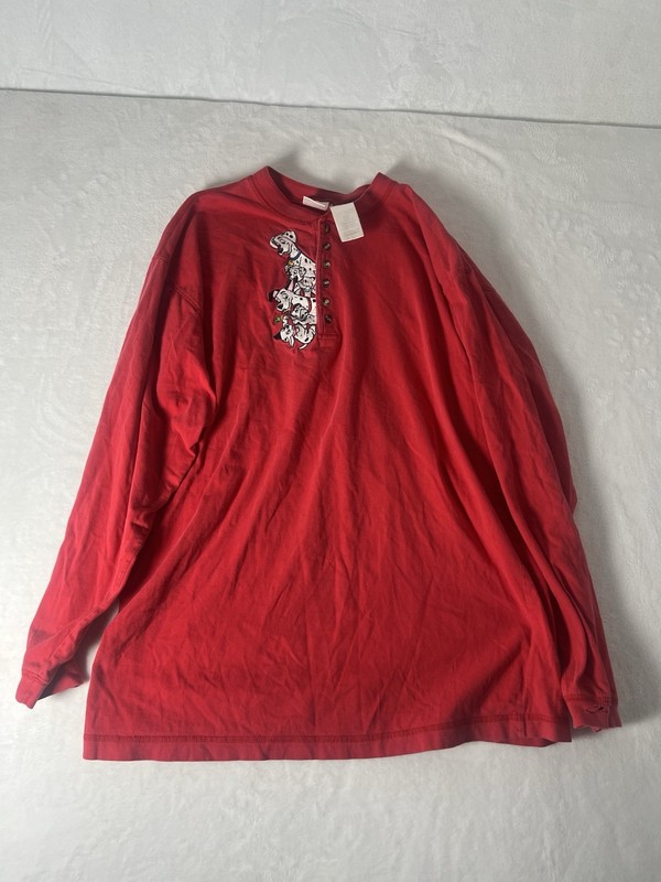 Vintage Disney Store 101 Dalmatians Embroidered Long Sleeve Henley Size XL