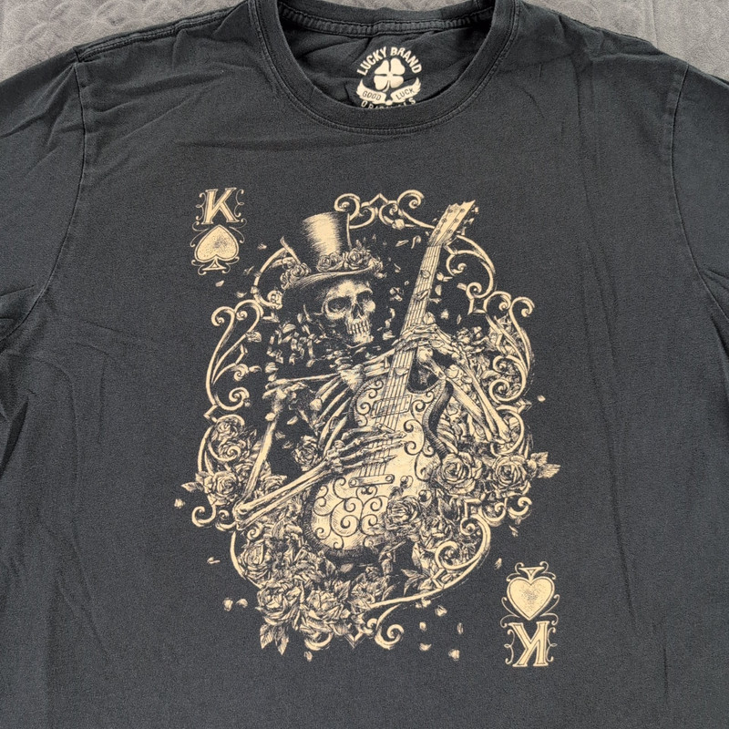 Lucky Brand T Shirt Skull Rock Band Graphic Tee King of Spades Men Medium gallery